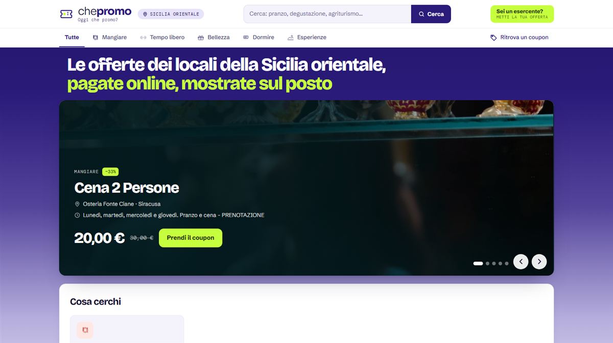 La home di chepromo.it da computer